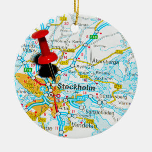 Stockholm sverige julgransprydnad keramik