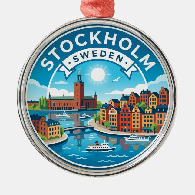 Stockholm Sverige Julgransprydnad Metall (Framsidan)