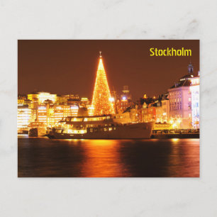 Stockholm sverige på jul på natten helg vykort