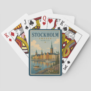 Stockholm Sverige Silhuett Illustration Resa Konst Casinokort