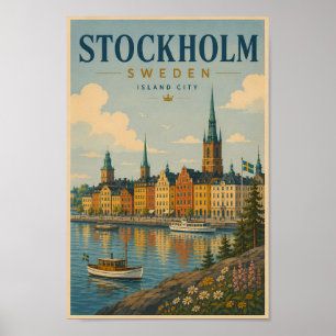 Stockholm Sverige Siluett Illustration Resa Konst Poster