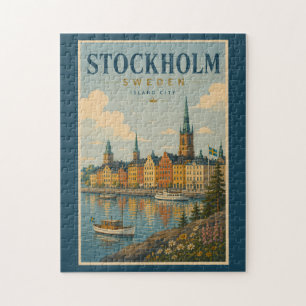 Stockholm Sverige Siluett Illustration Resa Konst Pussel