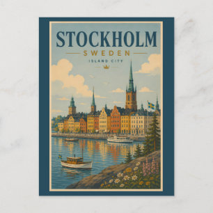 Stockholm Sverige Siluett Illustration Resa Konst Vykort