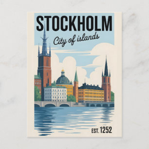 Stockholm Sverige Siluett Retro Resa Vykort