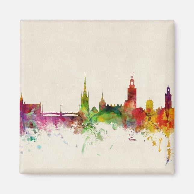 Stockholm Sverige Skyline Magnet (Framsidan)