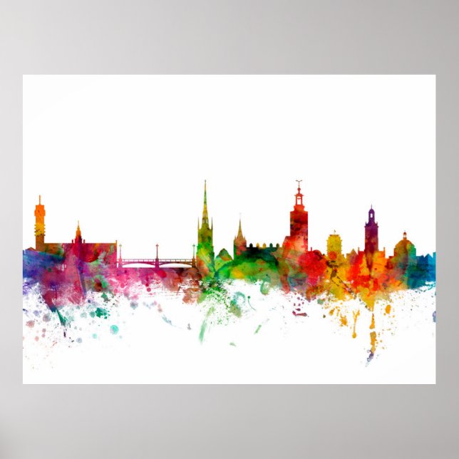 Stockholm Sverige Skyline Poster (Framsidan)