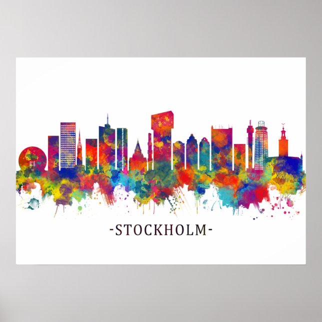 Stockholm Sverige Skyline Poster (Framsidan)
