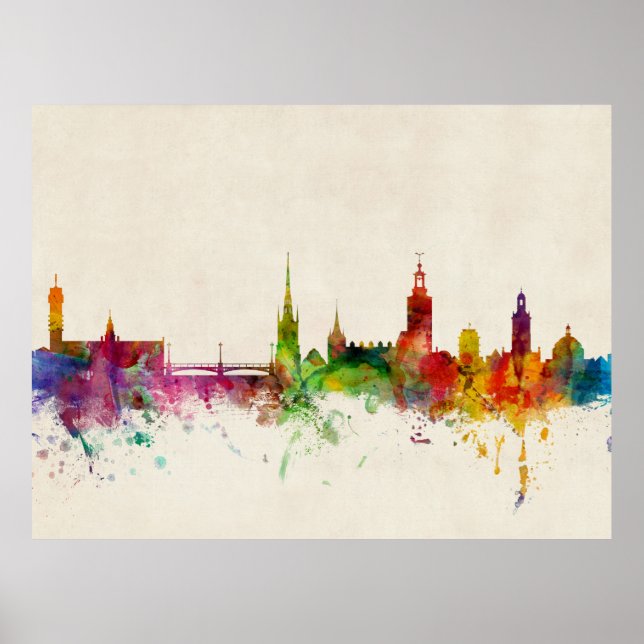Stockholm Sverige Skyline Poster (Framsidan)