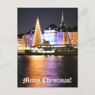 Stockholm, Sverige vid jul på natten Helg Vykort