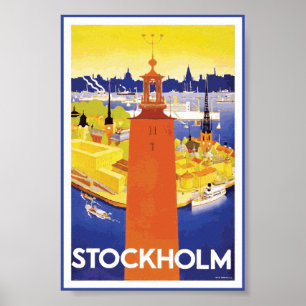 Stockholm Sverige Vintage affisch