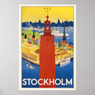 Stockholm Sverige Vintage Resa Affisch
