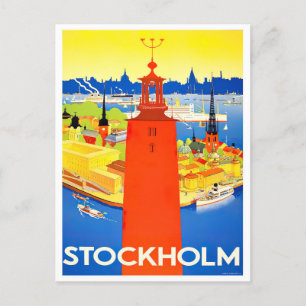 Stockholm Sverige vintage resa vykort