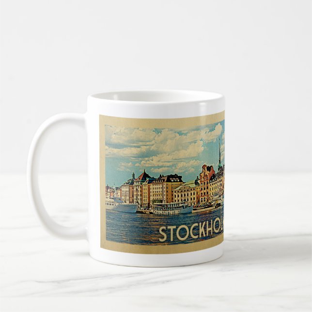 Stockholm Sverige Vintage resor Kaffemugg (Vänster)