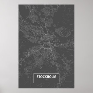 Stockholm sverige (vit på svart) poster