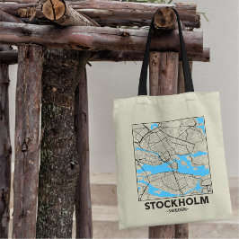 Stockholm, Sweden City Map Tote Bag Tygkasse