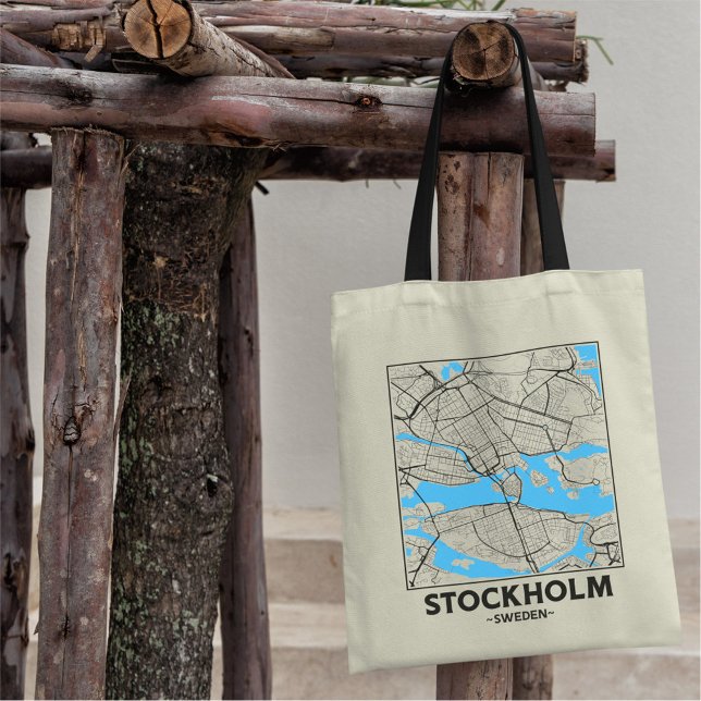 Stockholm, Sweden City Map Tote Bag Tygkasse (Skapare uppladdad)