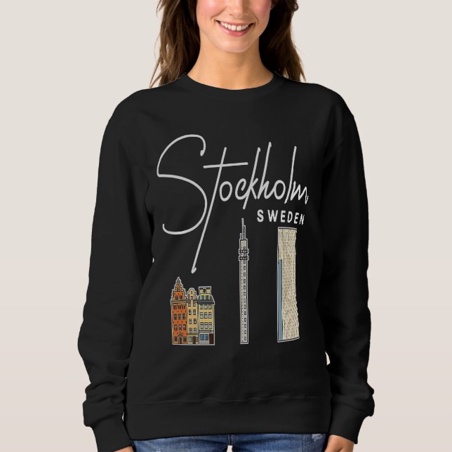 Stockholm Sweden City Skyline Map Travel T Shirt (Framsida)