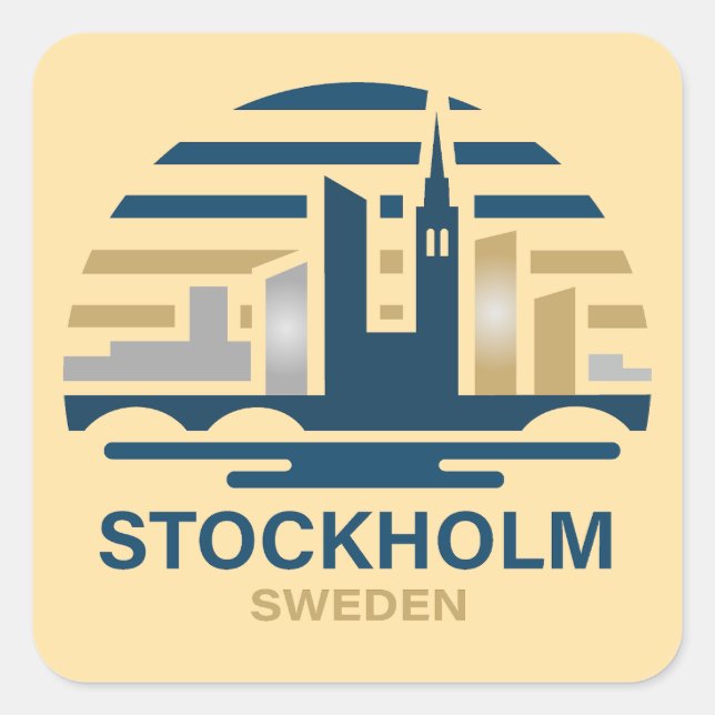Stockholm Sweden Europe Fyrkantigt Klistermärke (Framsida)