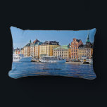Stockholm, Sweden Lumbarkudde<br><div class="desc">Stockholm,  Sweden scenery with boats and buildings.</div>