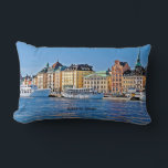 Stockholm, Sweden Lumbarkudde<br><div class="desc">Stockholm,  Sweden scenery with boats and buildings.</div>
