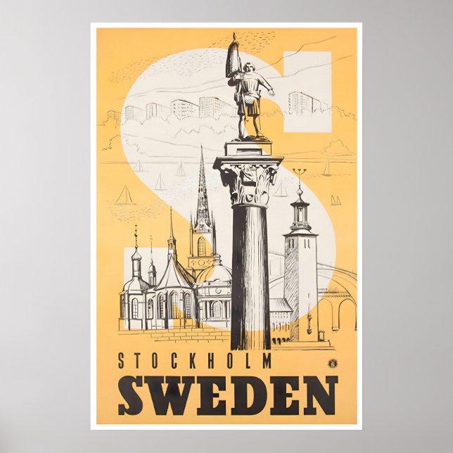 Stockholm Väggkonst Resa Affisch Sverige Tryck (Framsidan)