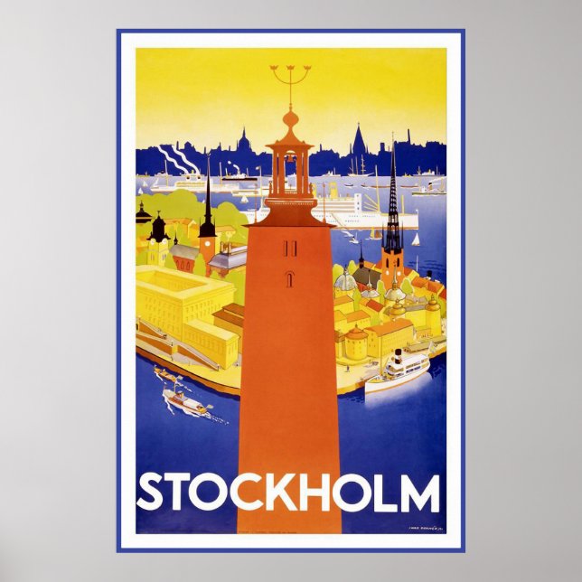 "Stockholm" Vintage resor Poster (Framsidan)