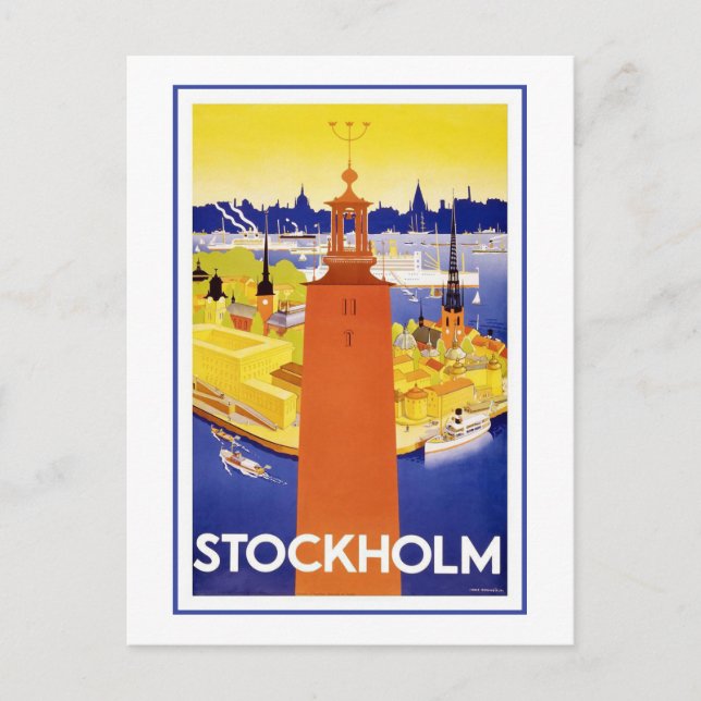 "Stockholm" Vintage resor Poster Vykort (Framsida)