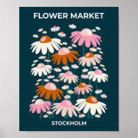 Stockholms flotta Blue Retro Blommigt