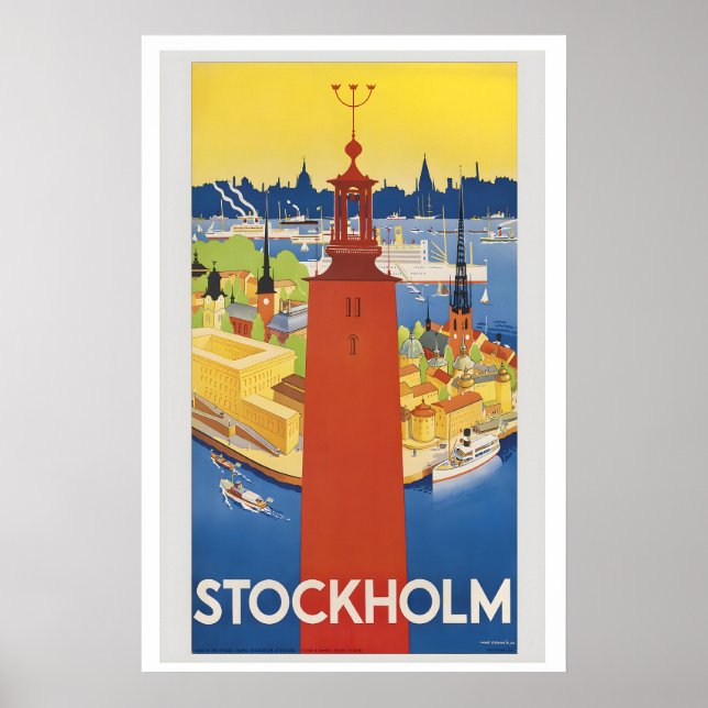 Stockholms hamn Stockholms stadshus Sverige Poster (Framsidan)