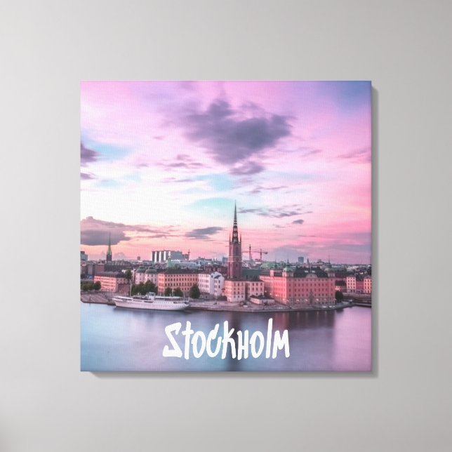 Stockholms huvudstad Sverige Night Skyline Canvastryck (Framsida)