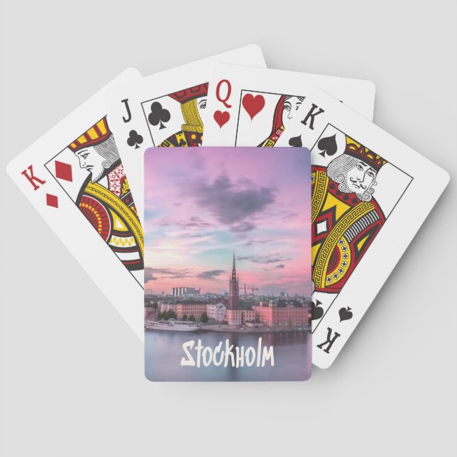 Stockholms huvudstad Sverige Night Skyline Casinokort (Baksidan)