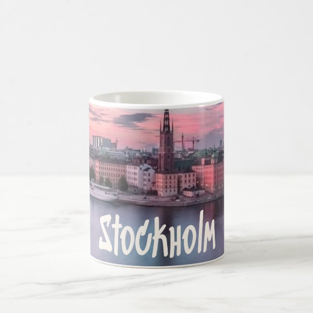 Stockholms huvudstad Sverige Night Skyline Kaffemugg (Center)
