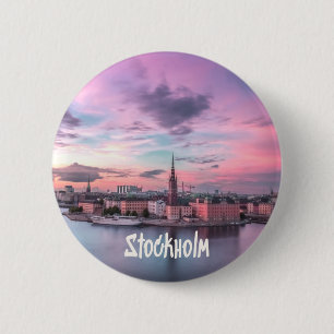 Stockholms huvudstad Sverige Night Skyline Knapp