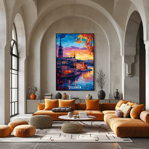Stockholms stad Skyline Poster - Svenska stadskons