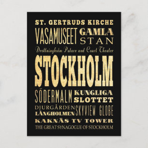 Stockholms stad Typography Art Vykort