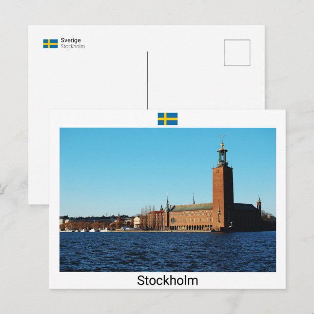 Stockholms stadshuset - Sverige Vykort (Fram/baksida)