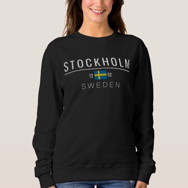 Stockholms Sverige 1252 Vit texttröja T Shirt (Framsida)