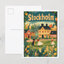 Stockholms Sverige Art Vintage resor Illustration Vykort