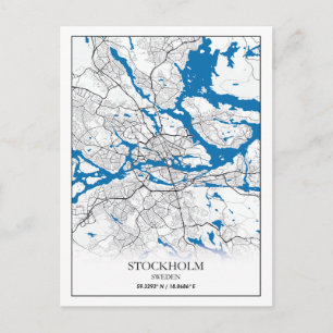 Stockholms Sverige City Karta Travel Simple Vykort
