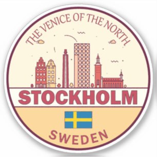 Stockholms Sverige City Skyline Emblem Klistermärken