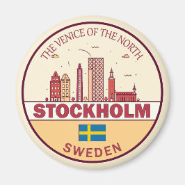 Stockholms Sverige City Skyline Emblem Magnet