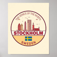 Stockholms Sverige City Skyline Emblem