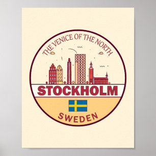 Stockholms Sverige City Skyline Emblem Poster