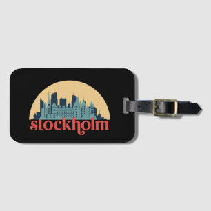 Stockholms Sverige City Skyline Retro Cityscape Ar Bagagebricka