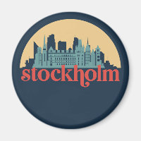 Stockholms Sverige City Skyline Retro Cityscape Ar