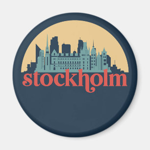 Stockholms Sverige City Skyline Retro Cityscape Ar Magnet