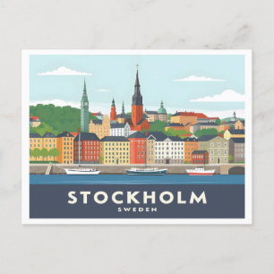 Stockholms Sverige Gamla Stan Pastel Travel Vykort