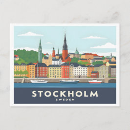 Stockholms Sverige Gamla Stan Pastel Travel Vykort