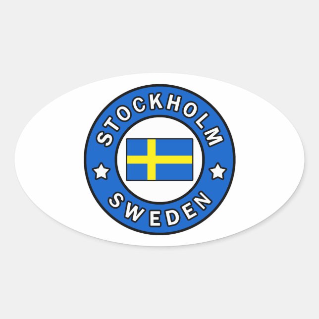 Stockholms Sverige Ovalt Klistermärke (Framsida)