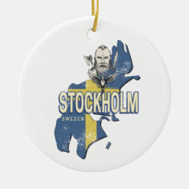 Stockholms Sverige Provinsen Karta Vintage Souveni Julgransprydnad Keramik